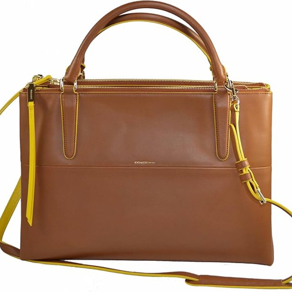 COACH Borough Edgepaint Leather Crossbody Bag - Gold/Walnut/Sunglow